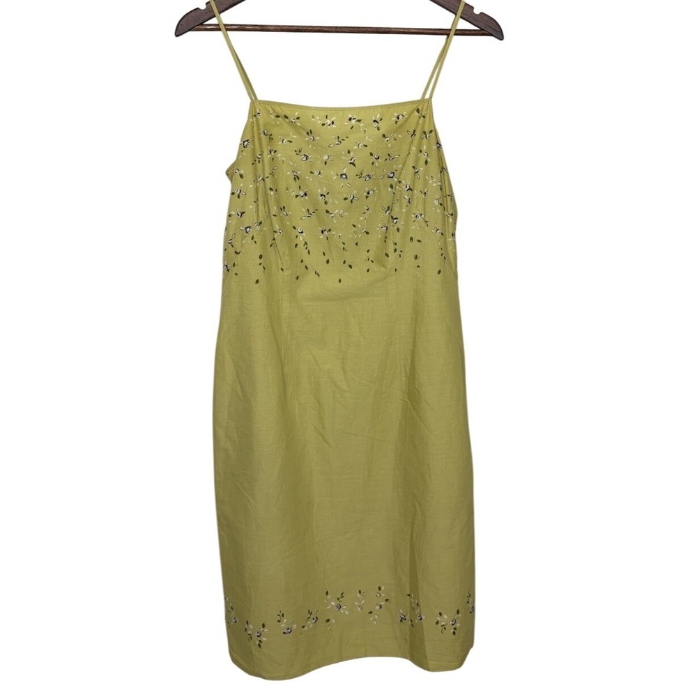 Vintage Ann Taylor Green Embroidered Mini Slip Dress